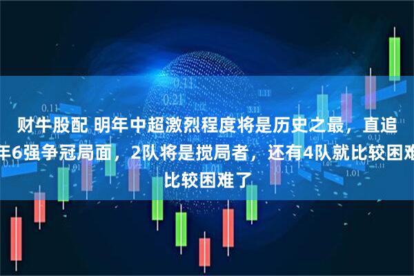 财牛股配 明年中超激烈程度将是历史之最，直追当年6强争冠局面，2队将是搅局者，还有4队就比较困难了